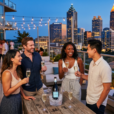 Image of people enjoying La Marca Prosecco made with AI.