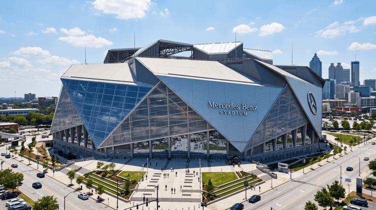 Image of Mercedes Benz stadium made with AI.