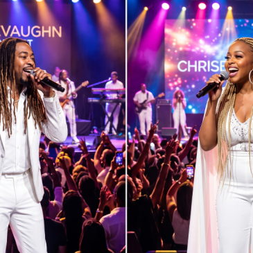 Chrisette Michele and Raheem Devaughn in concert made with AI.