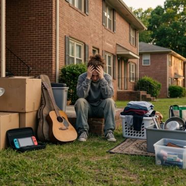 A homeless person kicked out of an apartment made with AI.