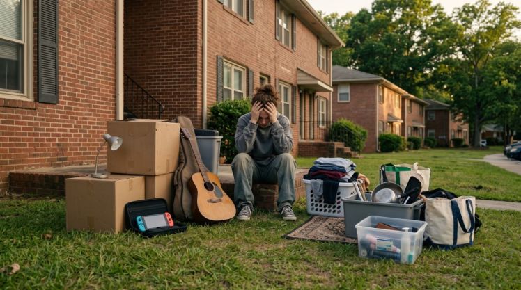 A homeless person kicked out of an apartment made with AI.