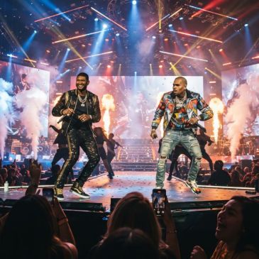 Usher and Chris Brown in concert made with AI